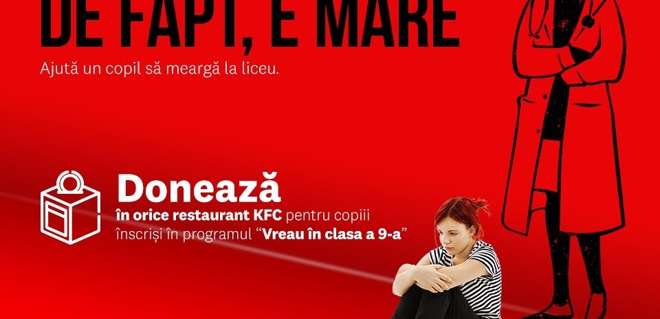 KFC susține programul de strângere de fonduri „Vreau în clasa a 9-a”