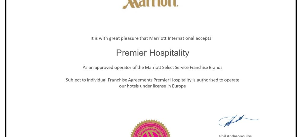 Premier Hospitality a fost licențiată ca operator independent pentru hotelurile Marriott International